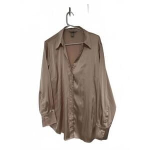 H&M Satin Long Sleeve Button-Up Shirt XL
